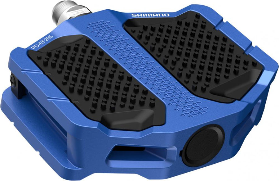 SHIMANO Pedal PD-EF205 Blau Flat - Robustes Plattformpedal für urbane und Freizeitfahrer