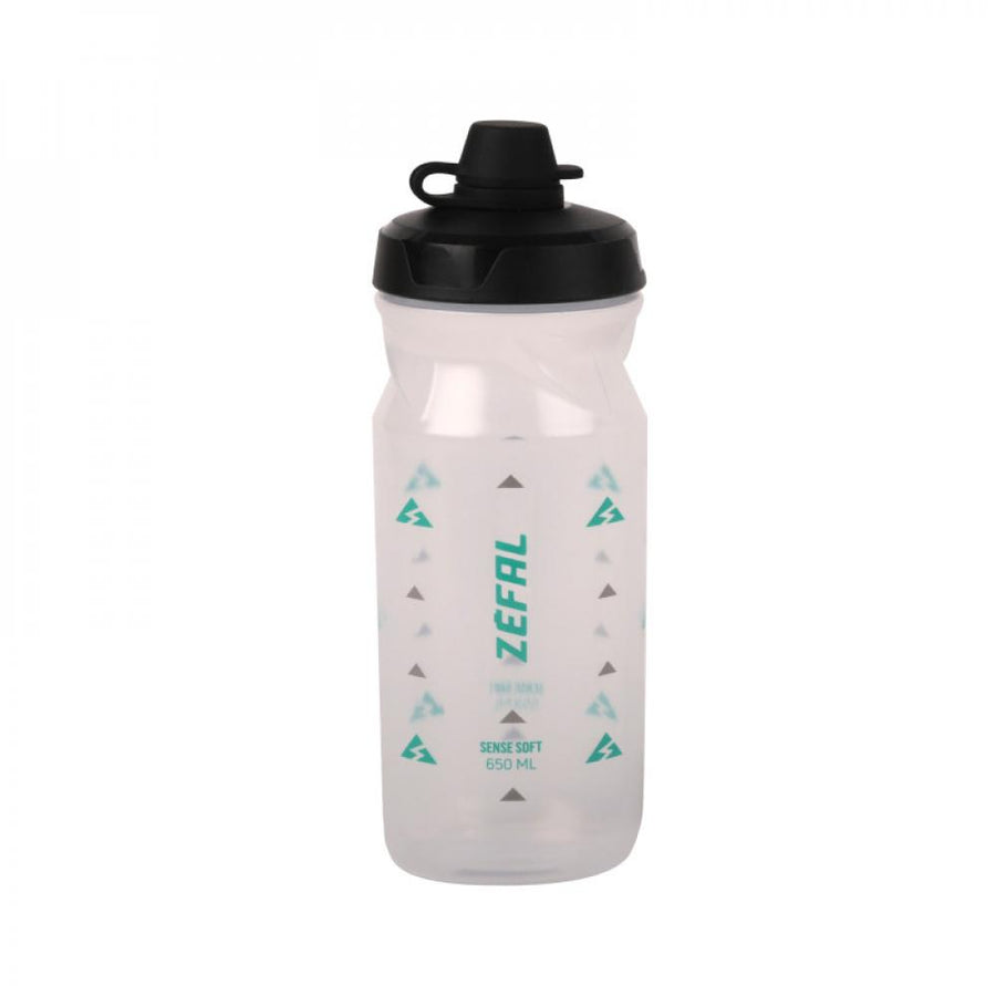 Zéfal Trinkflasche Sense Soft No-Mud Transparent 650 - sauberes Trinksystem mit Spritzschutz