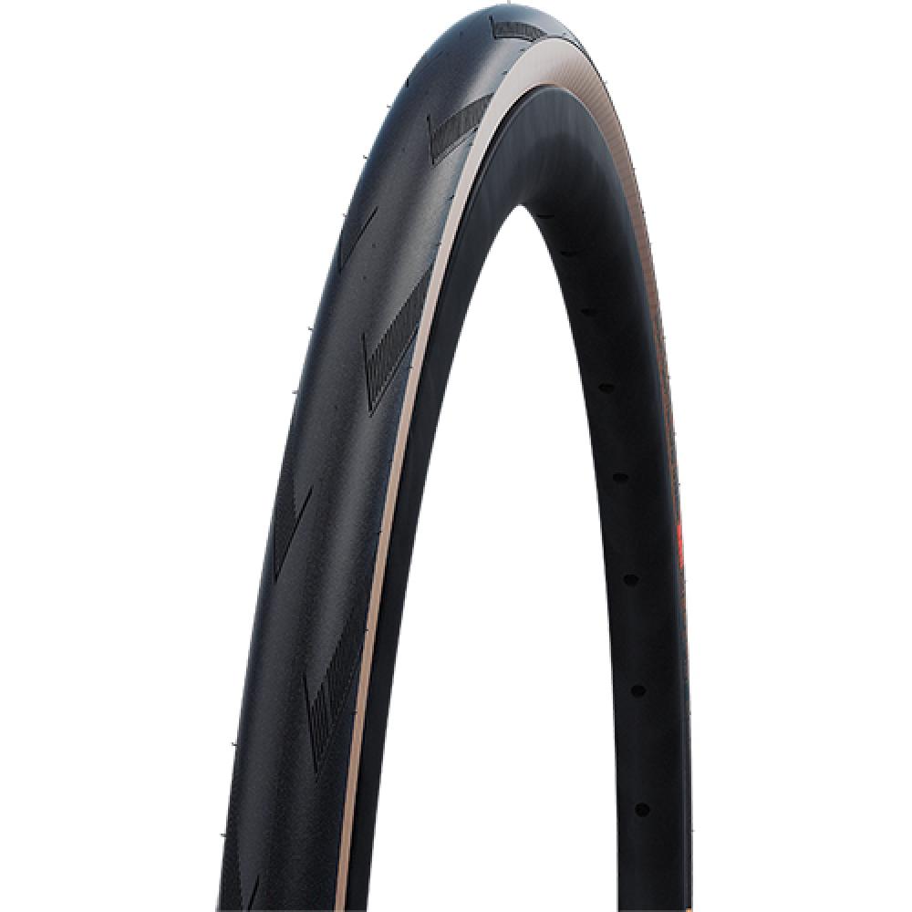 Schwalbe Pro One Faltreifen 25-622, schwarz mit brauner Flanke. Top Performance für Rennrad und E-Bike (E-25).