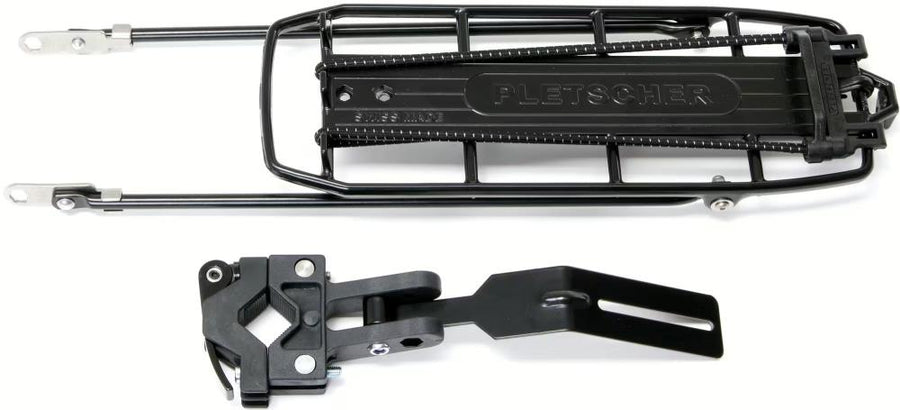 Pletscher Hinterrad-Gepäckträger Quick-Rack Suspension, 26-28", schwarz, 10 kg Traglast, für Befestigung an Ausfallende & Sattelstütze