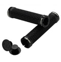 Schwarze SRAM MTB Lockring Griffe mit beidseitiger Klemmung, strukturiertem Profil und passenden Endstopfen.