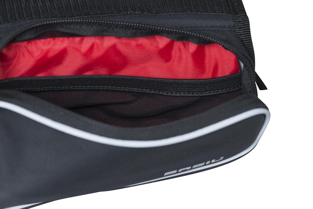 Basil Sport Design Oberrohr-Rahmentasche doppelt - 1,5 Liter, wasserabweisend, Klettbefestigung, Smartphonefach, schwarz