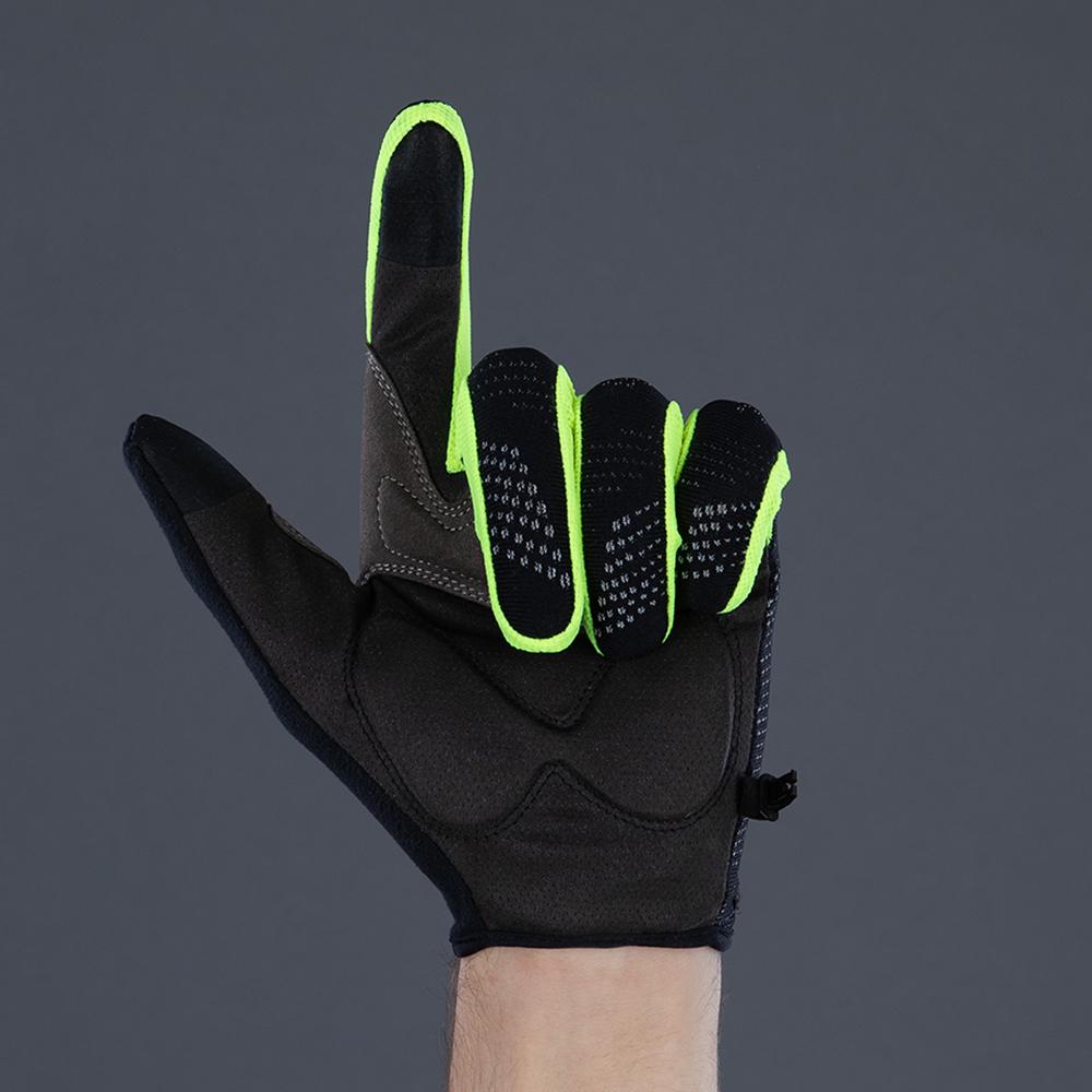 CHIBA Gel Performer - Radhandschuhe kurz, schwarz/neongelb, S, Gelpolster & Touchfinger