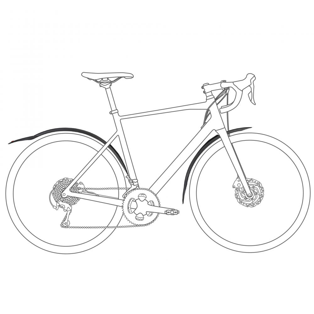 Fahrrad mit Hebie Viper R Steckblechen 28 Zoll schwarz 35mm. Racing Schutzblechset mit Spritzschutz.