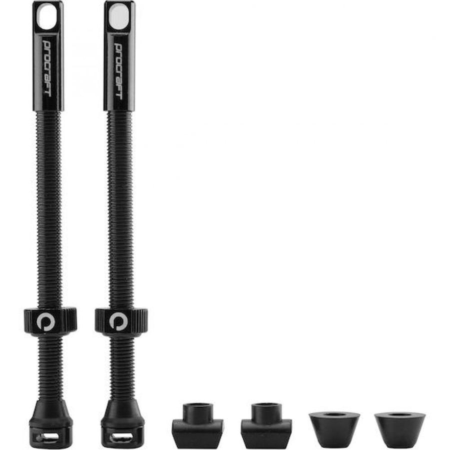 Procraft Tubeless-Ventile Procraft 80 mm Schwarz - leichtes Alu-Ventil für Tubeless-Setups
