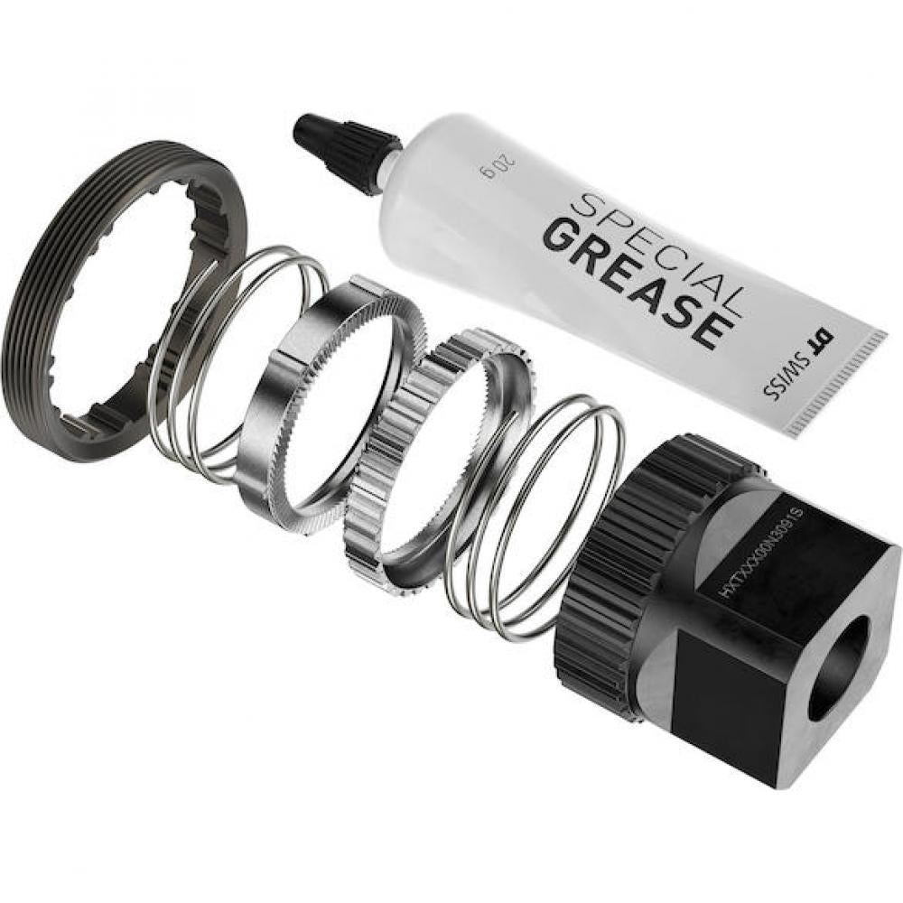 DT Swiss Upgrade-Kit Ratchet DEG DF Anti Pedal Kickback System für MTB - DT SWISSninkl. WerkzeugnGröße: 90 Zähne Farbe: Silber VE: 1 Kit - Nabe - Naben Umrüstkits Freilauf