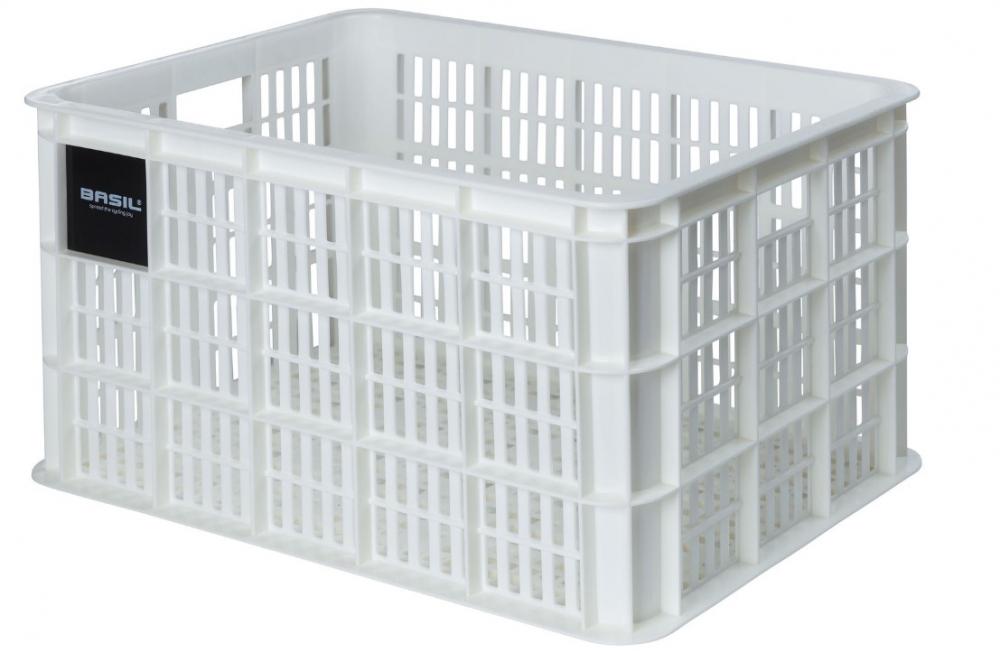 Basil Crate L Transportkorb 40L White - Recycelter Kunststoff Fahrradkorb - Anhänger