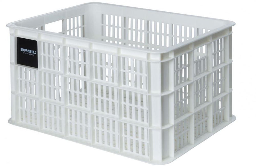 Basil Crate L Transportkorb 40L White - Recycelter Kunststoff Fahrradkorb - Anhänger