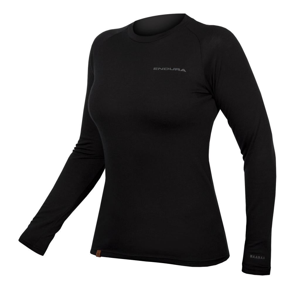Endura Damen BaaBaa Blend Baselayer langarm schwarz S - Funktionsunterhemd mit Merinowolle, atmungsaktiv, schnelltrocknend, geruchshemmend, natürliche Isolierung