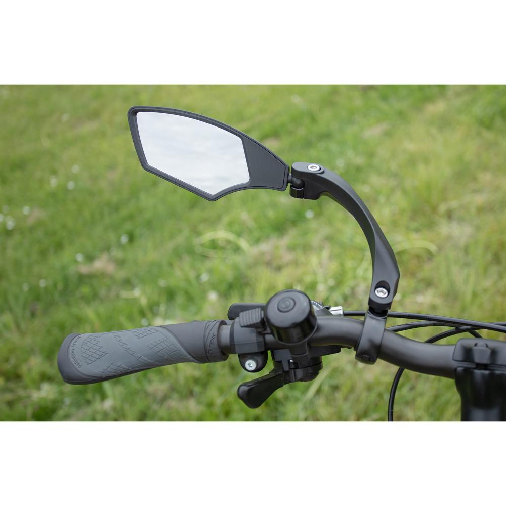 M-Wave Spy Space Fahrradspiegel links am Lenker montiert, 3D-verstellbar, Echtglas, schwarz, E-Bike geeignet.