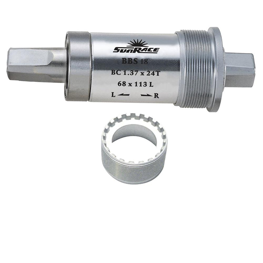 SunRace BBS18 silbernes 4-Kant Innenlager 116 mm, robustes Fahrrad-Tretlager