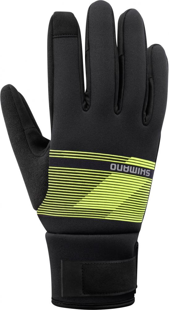 SHIMANO WINDBREAK Thermal Gloves Neon Yellow XL - winddichte Thermo-Fahrradhandschuhe für kalte Tage
