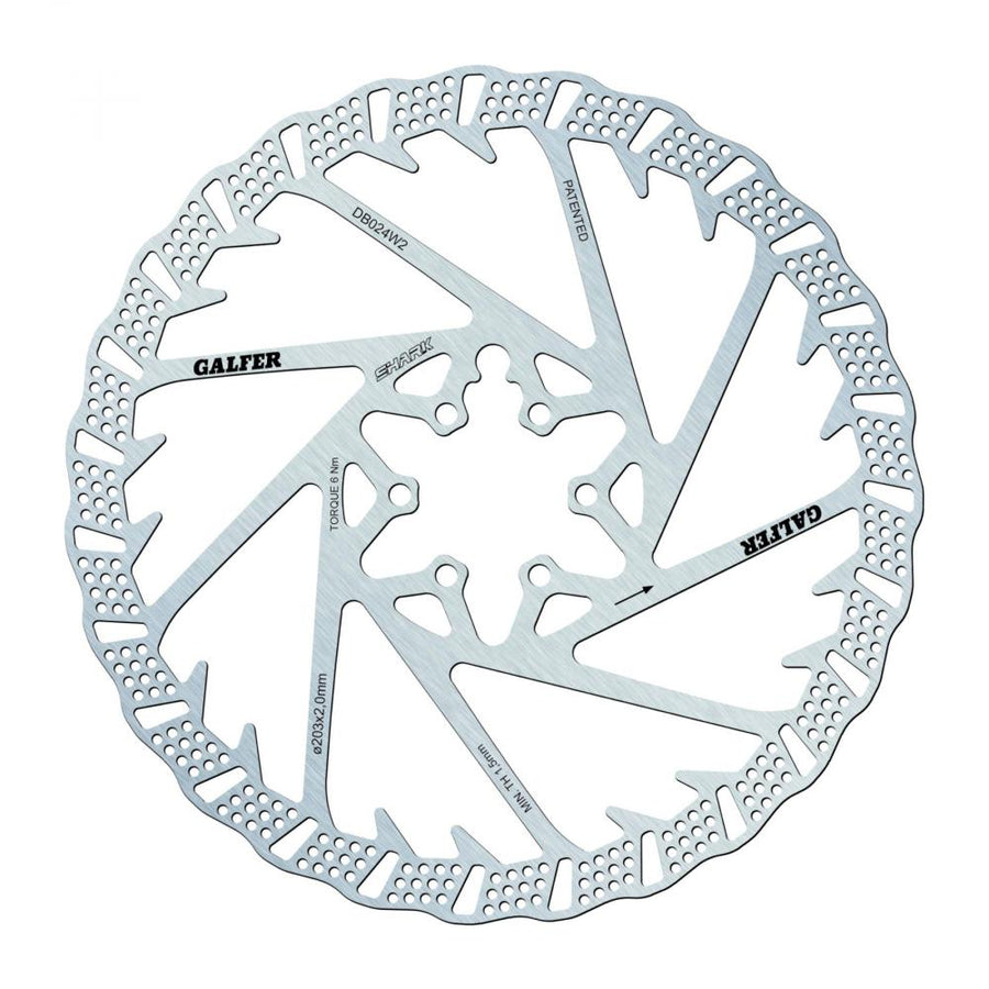 Galfer MTB Shark Bremsscheibe 203 mm 6-Loch Silber - innovative Disc für Enduro