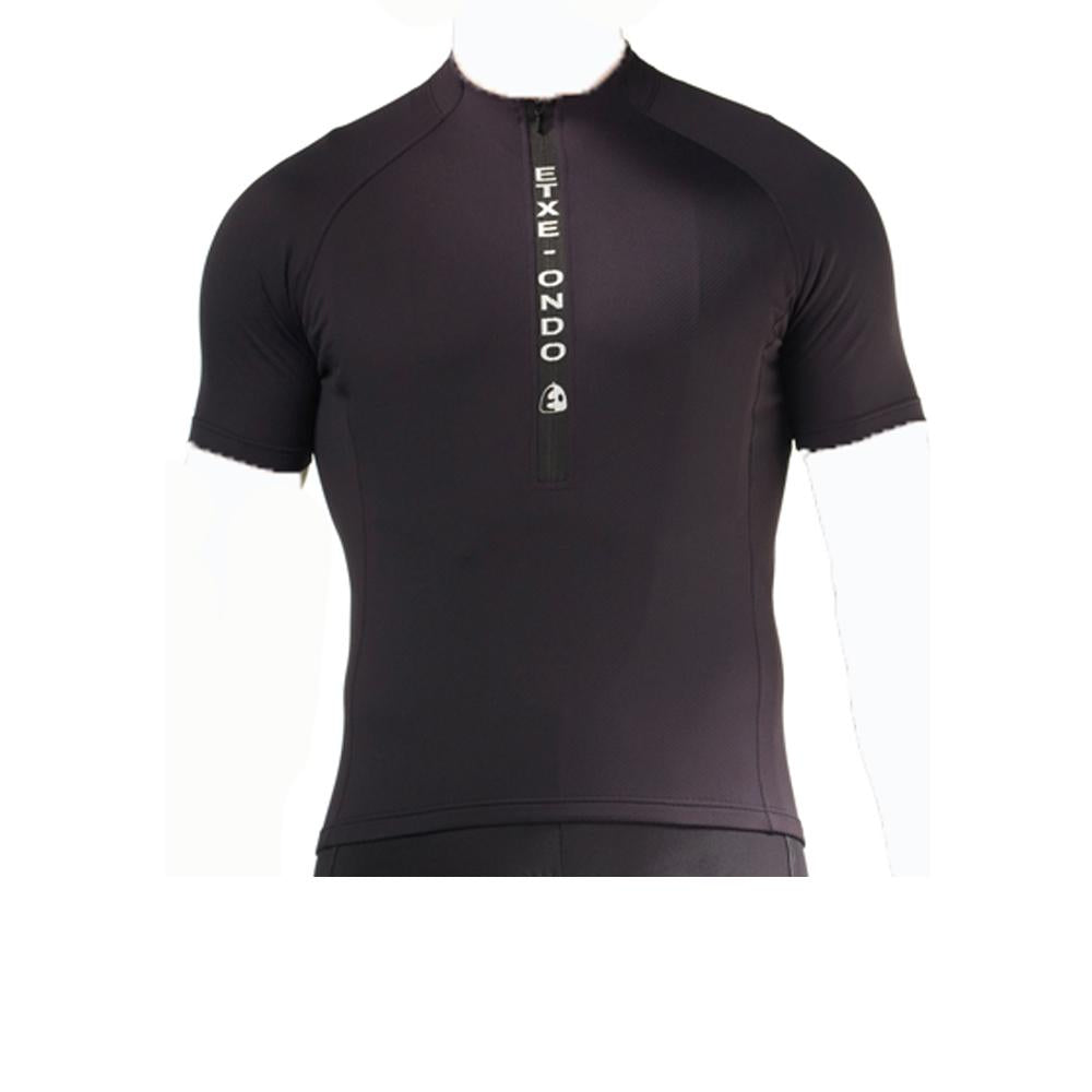 Etxeondo Herren Trikot MEERSBURG Schwarz - Atmungsaktives Kurzarm Fahrradtrikot mit Rückentaschen
