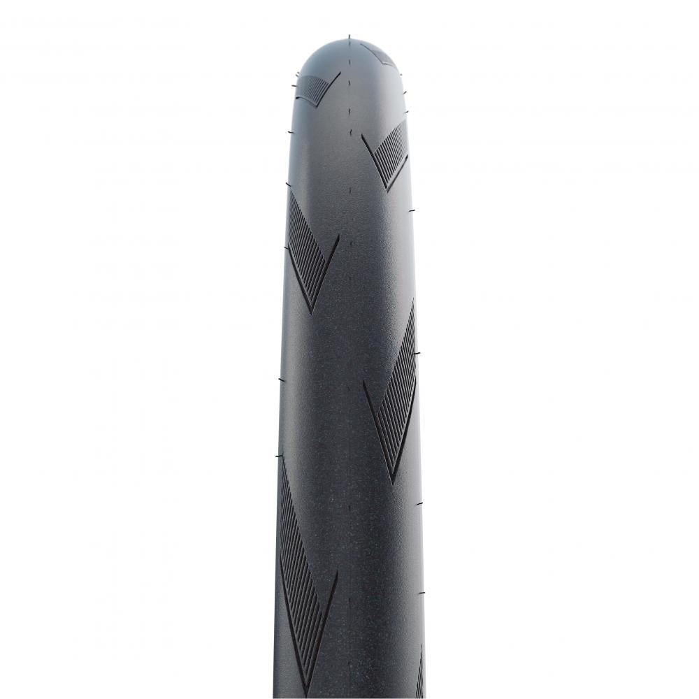 Schwalbe Pro One 28-622 TLE Faltreifen schwarz mit Chevron-Profil.
