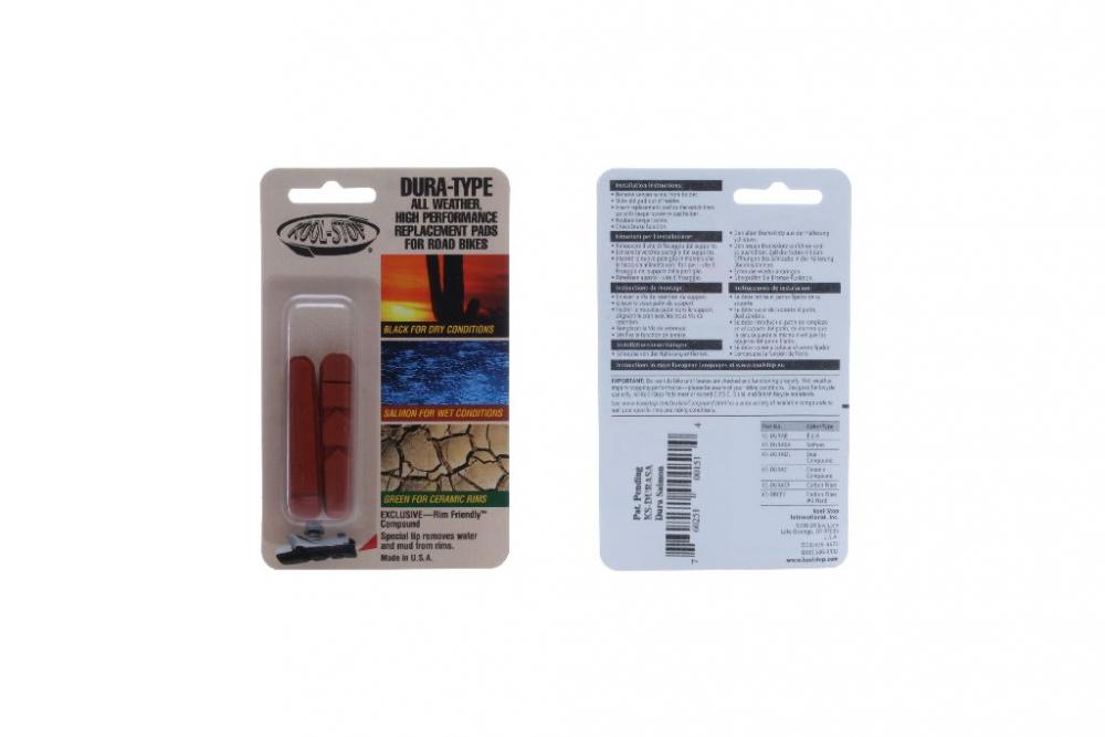 Kool Stop, Bremsbelag, Race, Dura-type Ersatzgummis (cartridge), Lachs-rot, 1 Paar, Shimano Rennrad (h2-halter), (hstnr = Re355ks)
