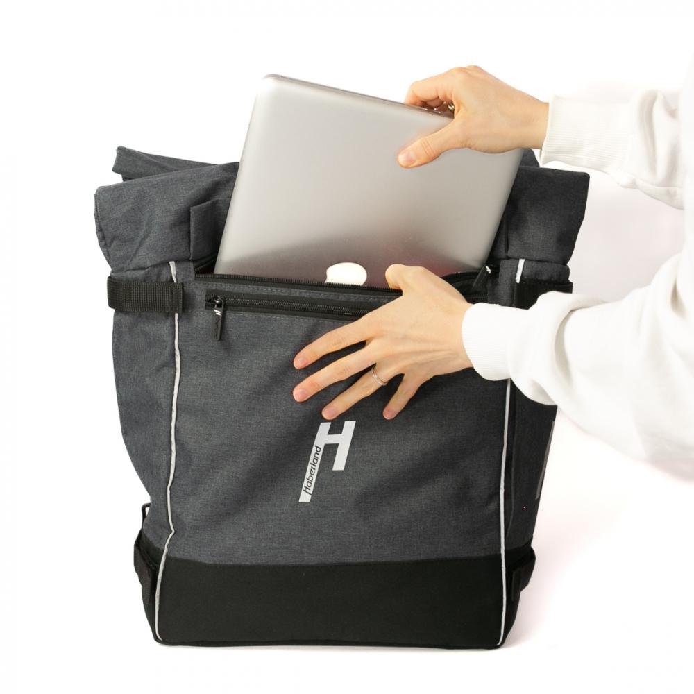 Haberland Rucksack-Doppeltasche Double Loader anthrazit - flexible Gepäckträger- und Rucksacklösung