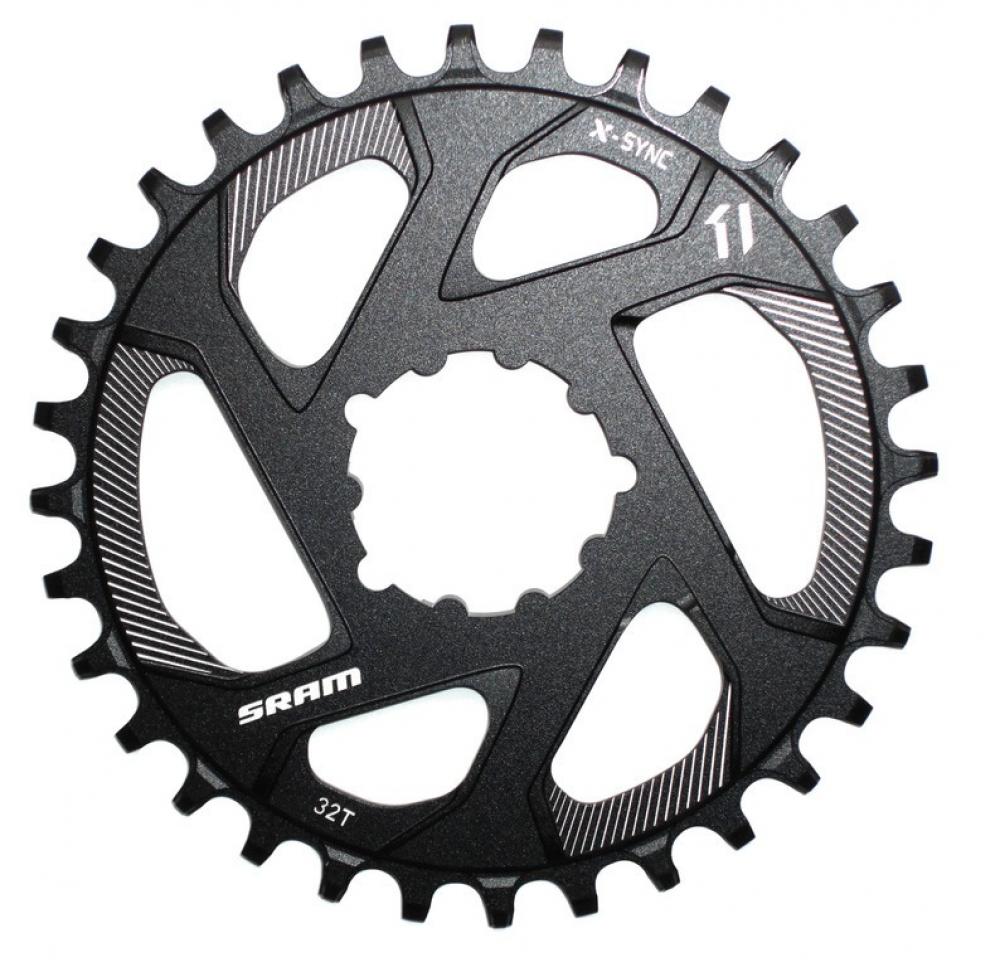 Schwarzes Sram X-Sync 11-fach Kettenblatt 32T für Direktmontage aus Aluminium.