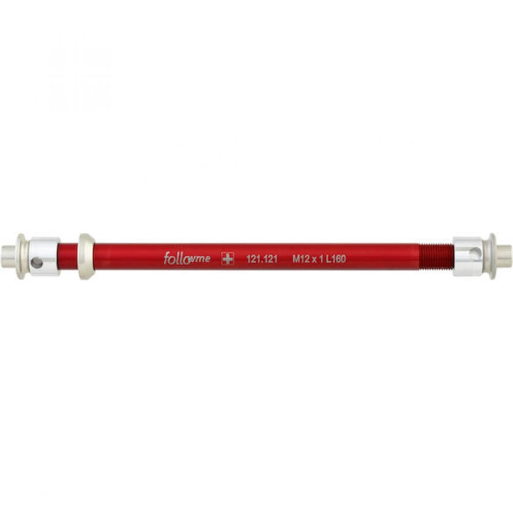 FollowMe Steckachse Zugrad 12 mm Aluminium M12x1x183 mm Rot - leichte Achse für FollowMe Tandem