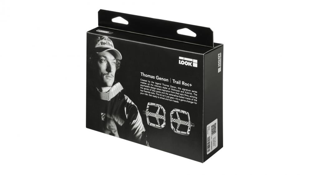 LOOK Trail Roc Plus Signature Series Thomas Genon - silber-schwarz MTB-Flachpedale, geschmiedetes Aluminium, 10 Pins, CrMo-Achse