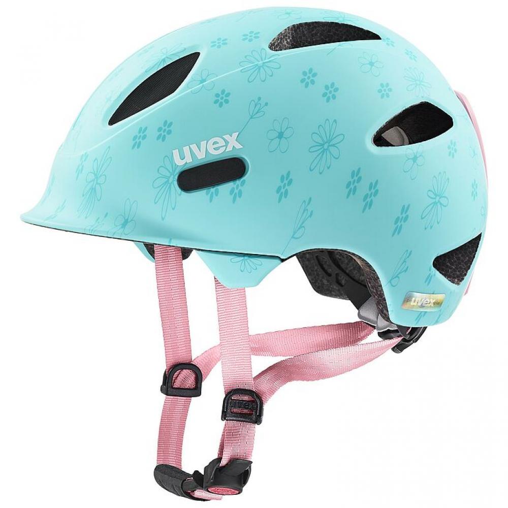 uvex oyo style - Kinderfahrradhelm 50-54 cm - flowers cyan matt - leicht, belüftet, anpassbar, erweiterbar mit LED-Licht, hoher Schutz & …