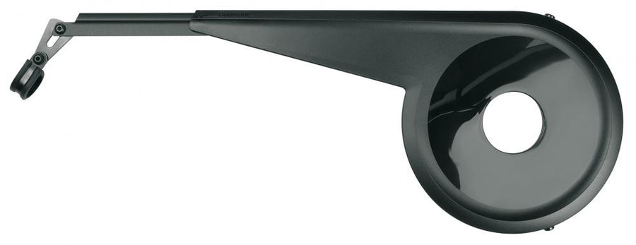 Schwarzer SKS Chainbow-E Kettenschutz für Bosch E-Bikes Gen 3, verstellbares Profil aus Kunststoff und Aluminium.