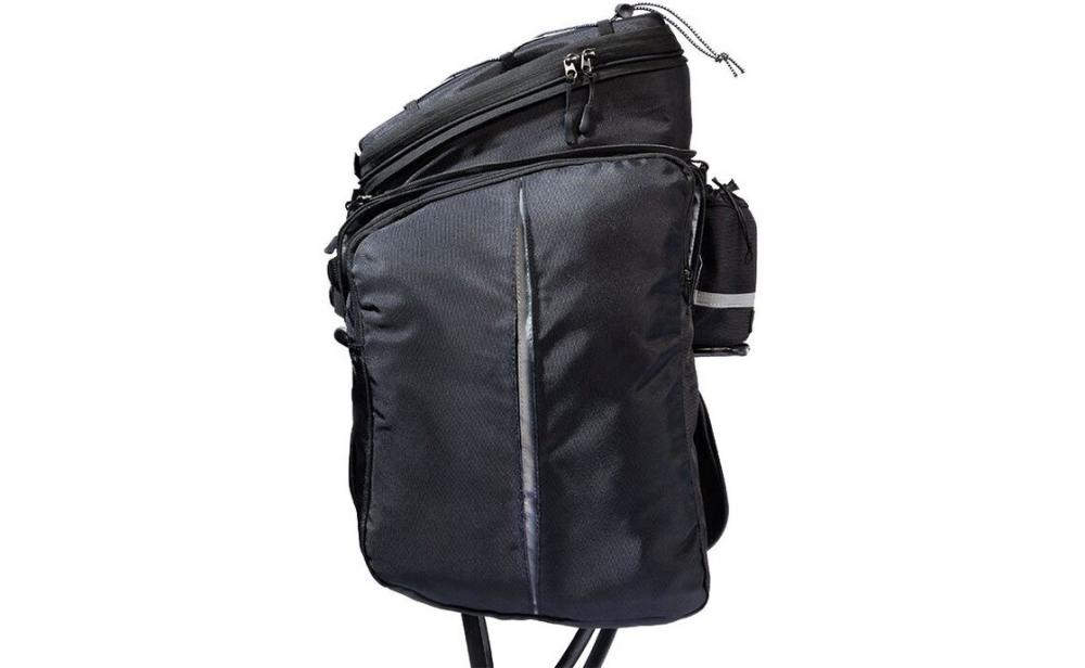 Racktime Odin Gepäckträgertasche 8+11L, schwarz, Snapit 1.0, erweiterbar, Seitentaschen, Trinkflaschenhalter, reflektierend.