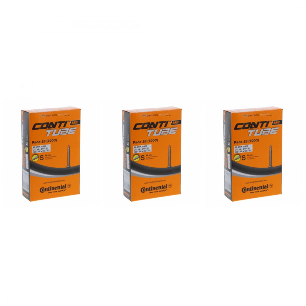 3x Continental Conti Race 28 Fahrradschlauch (700C) mit 60mm Sclaverand-Ventil.
