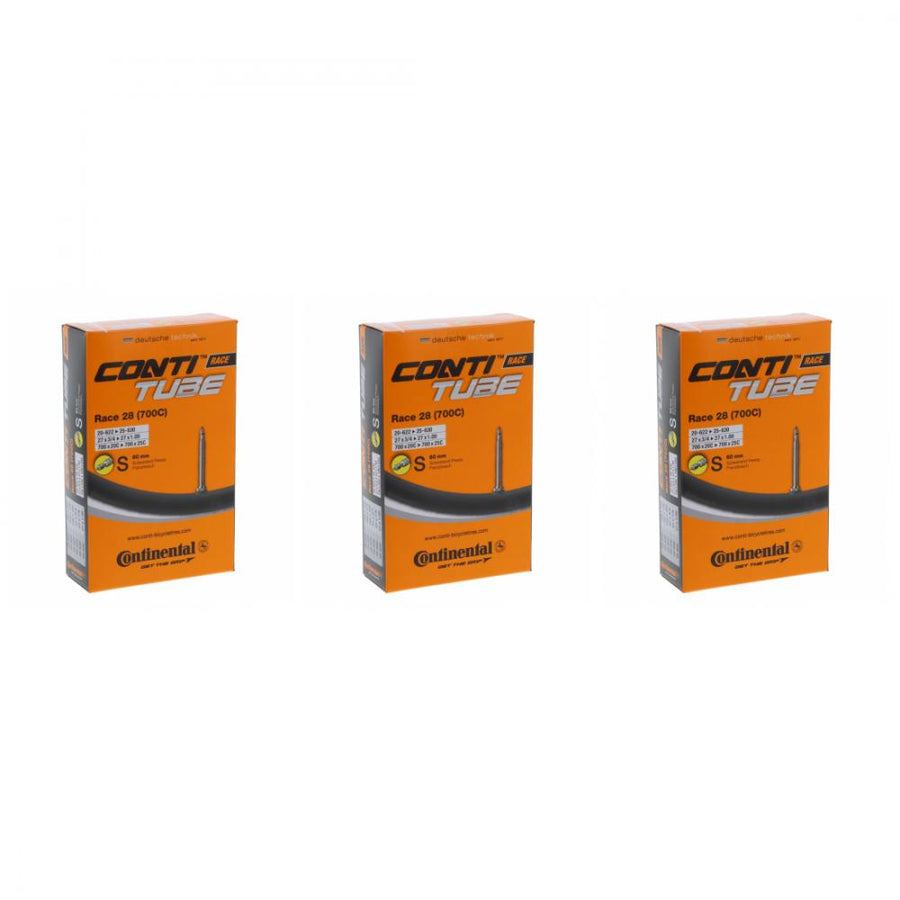 3x Continental Conti Race 28 Fahrradschlauch (700C) mit 60mm Sclaverand-Ventil.