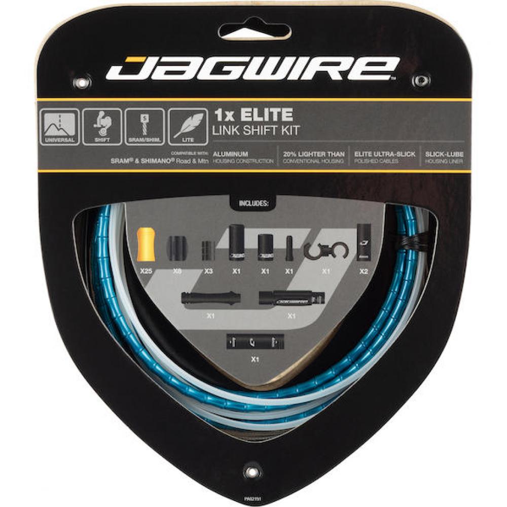 Jagwire Schaltzugset Road & Mountain Elite Link 1x Blau - Kompressionsfreie Schaltperformance