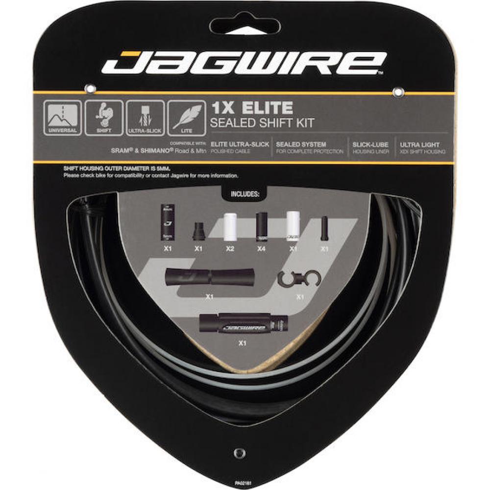 Jagwire Schaltzugset Road & Mountain Elite Sealed 1x Standardlänge Stealth Black - maximale Schaltperformance