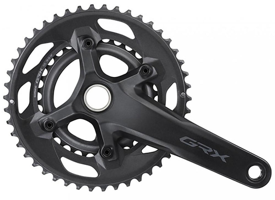 Schwarze SHIMANO GRX FC-RX600-10 Kurbelgarnitur, 10-fach, 46-30 Zähne, 172,5 mm.