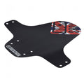 Schwarzer Rockshox MTB Fender vorne mit UK-Flaggen-Print und Rockshox Logo.