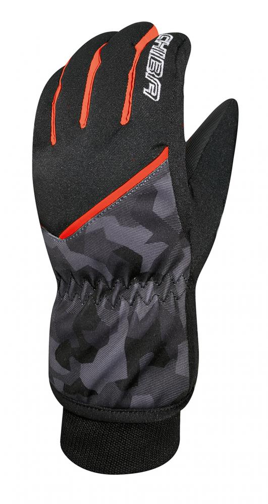 CHIBA Snow Flash - wasserdichte Radhandschuhe camo/rot, Größe 5