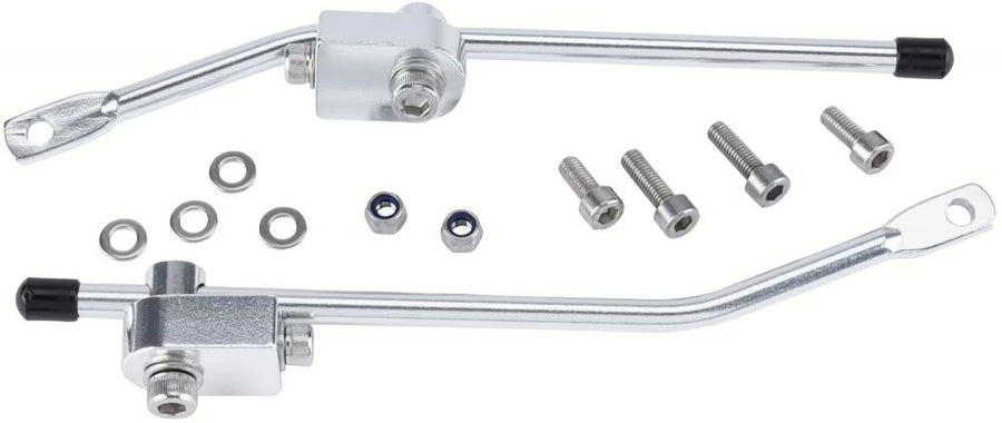 Pletscher Gepäckträgerbefestigung 66/133 mm - verstellbare Aluminium-Halterung für Rahmenösen Ø 7 mm, poliert, kompatibel mit Pletscher-System, stabile Montage hinten, silber, 1 Paar