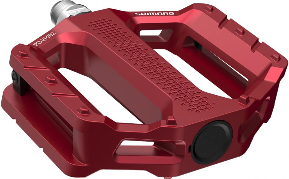 SHIMANO Pedal PD-EF202 Rot Flat Pedal - Stabiler Plattformpedal für City und Trekking
