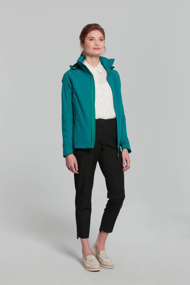 Basil Skane Damen Regenjacke teal green S - atmungsaktiv & wasserdicht (10.000 WP/MVP), T-Fabric mit DWR-Beschichtung, taillierter Schnitt, reflektierend & helmtauglich