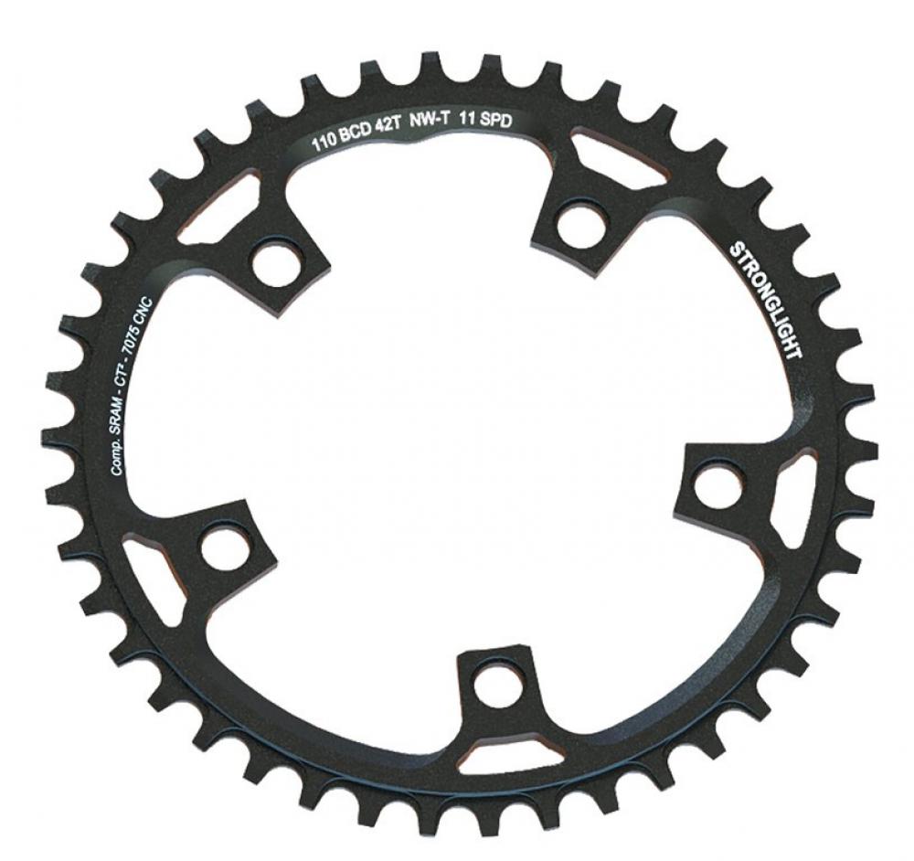 Stronglight Kettenblatt Gravel f Sram 44Zähne schwarz Alu 7075-T6 110mm