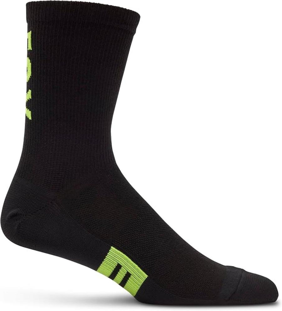 FOX Flexair Merino 6 Zoll MTB-Socken Schwarz/Gelb S/M 39-42