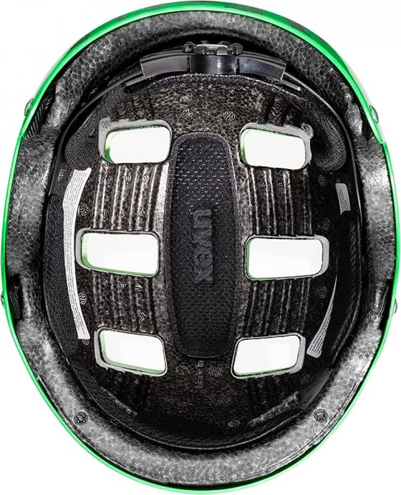 Uvex Kid 3 Fahrradhelm Dirtbike Green 51-55 cm, Innenseite mit Polsterung und IAS-Größenanpassung für sicheren Sitz.