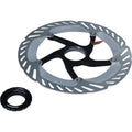 Silber-schwarze Shimano RT-CL800 203mm Fahrrad Bremsscheibe mit Center Lock Ring.