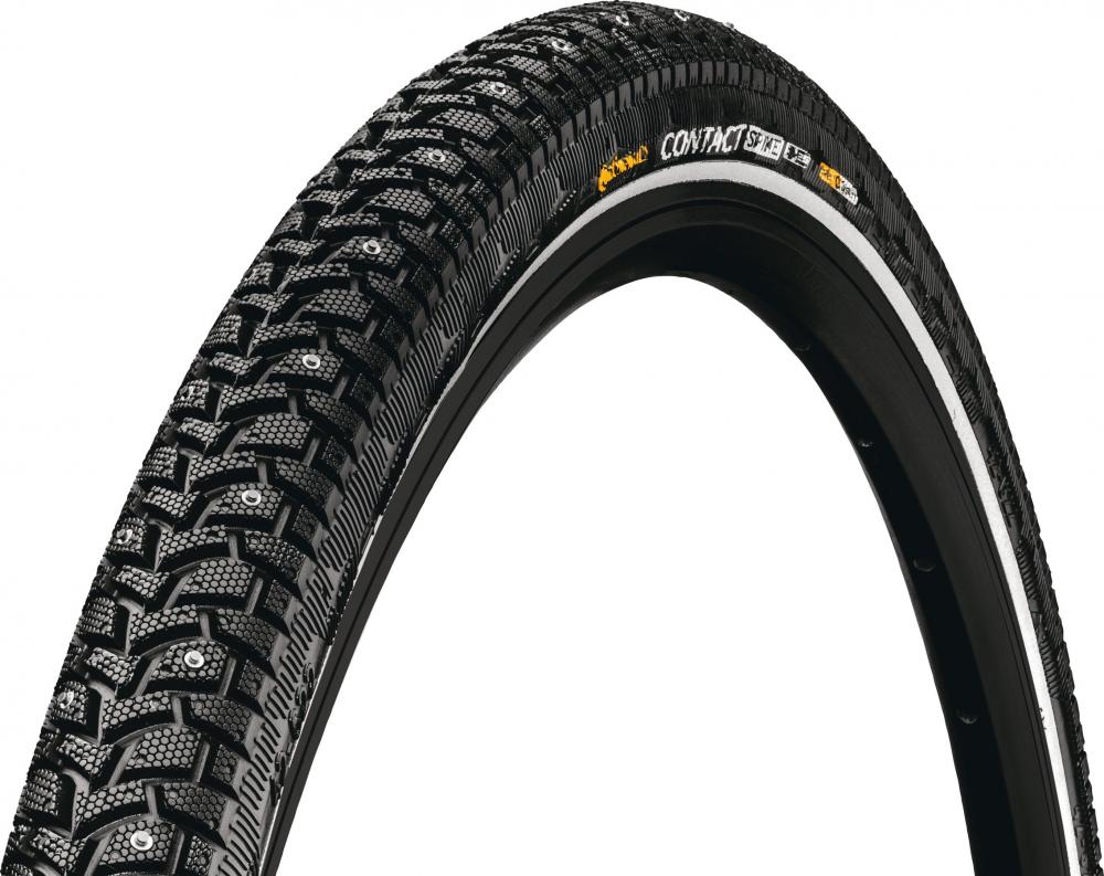 Continental Contact Spike 120 Fahrradreifen mit Spikes, Reflexstreifen und E-25, schwarz.