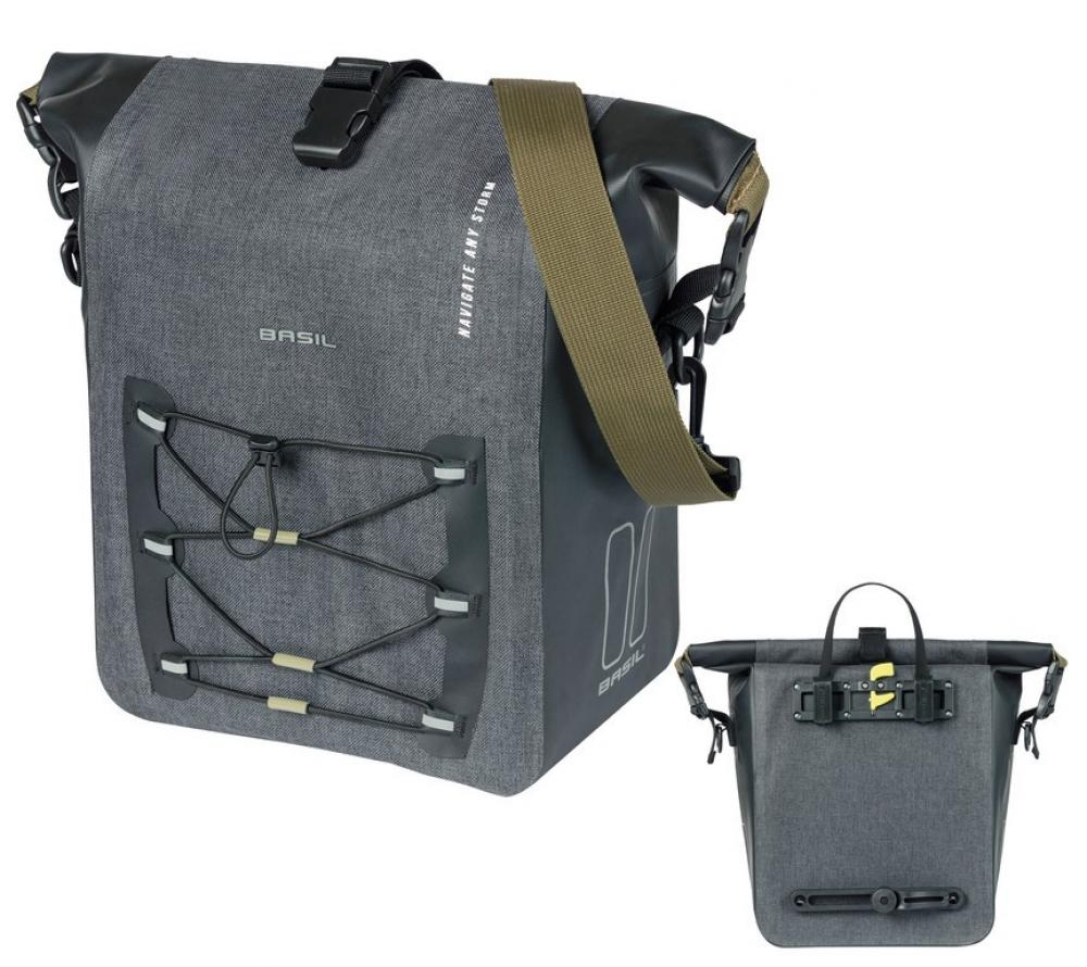 Basil Einzelpacktasche Navigator Storm M schwarz 34x28x17cm12 bis 15l Hook-On