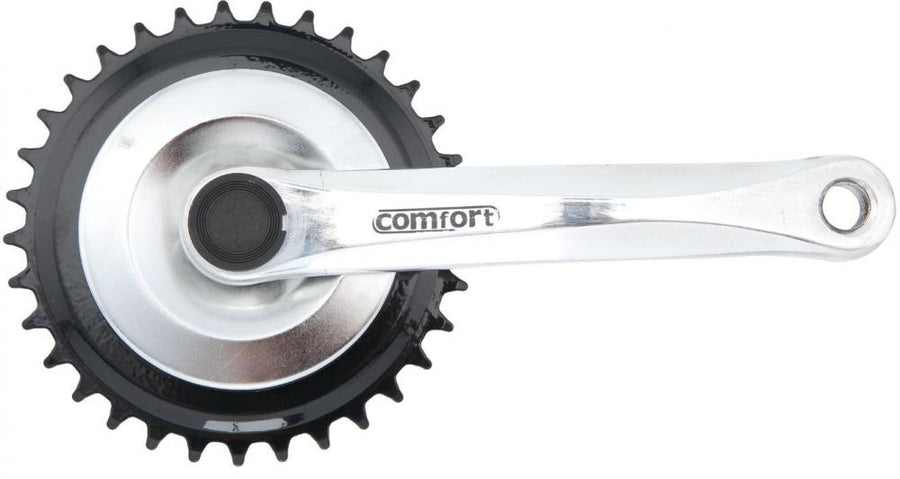 AMAR Kettenradgarnitur Vierkant 170 mm Alu-Kurbeln silber, 33 Zähne Stahl-Kettenblatt schwarz, verchromte Scheibe, Pedalgewinde 9/16\", passend für 1/8\" und 3/32\" Ketten