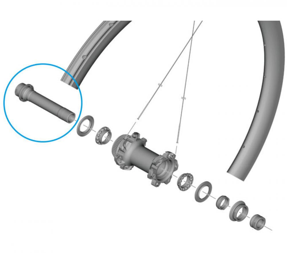 SHIMANO Hohlachse für WH-R9270-C50-TU-F VR - Achseinheit für Rennrad-Vorderrad