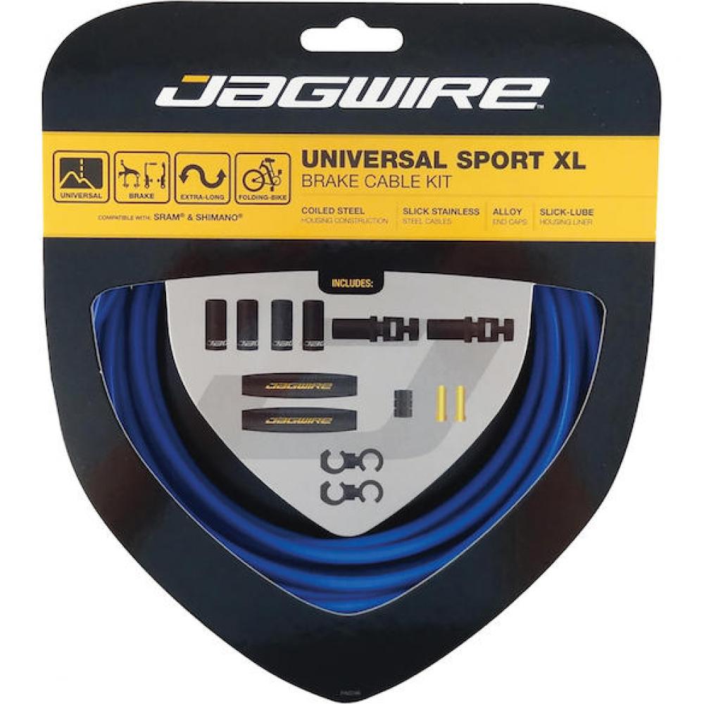 Jagwire Bremszugset Universal Sport XL SID-Blau - Edelstahl-Innenzüge mit Slick-Lube