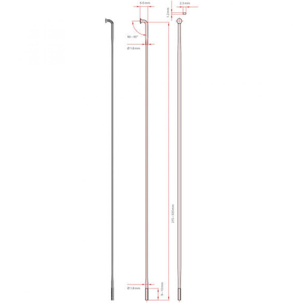 DT Swiss Speiche Aero Speed 1.8 / 1.2 266 mm schwarz - aerodynamische Flachspeiche