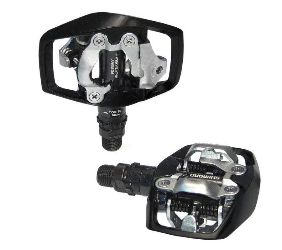 Shimano PD-ED500 Kombipedal: schwarzes Hybrid-Fahrradpedal für Klick- und Plattformschuhe.