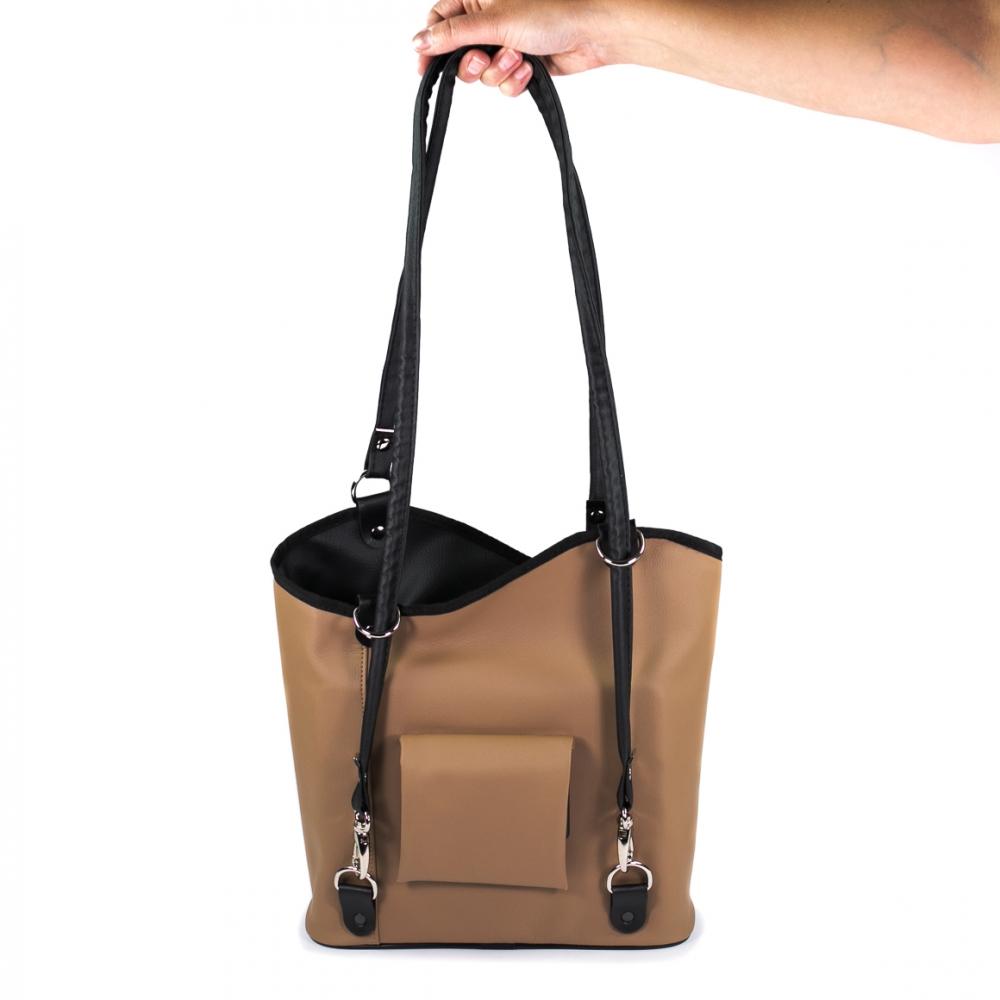 Haberland Lenkertasche Melanie hellbraun/schwarz beige - flexible Rucksack-Lenkertasche mit KLICKfix