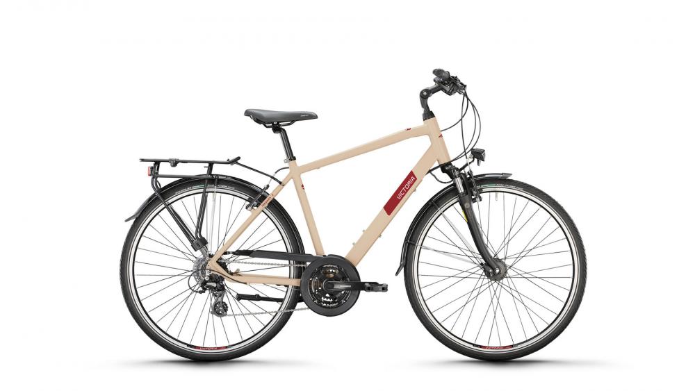 VICTORIA Trekkingrad "TREQANA 2" Mod. 24, Diamant, 28", grey beige matt, 3x8-Gang Microshift "RD-M26L", 56cmnnMit 24 Gängen bietet das Alltagsmodell ausreichend Übersetzungsbandbreite, um auch kleinere Anstiege gut zu meistern.